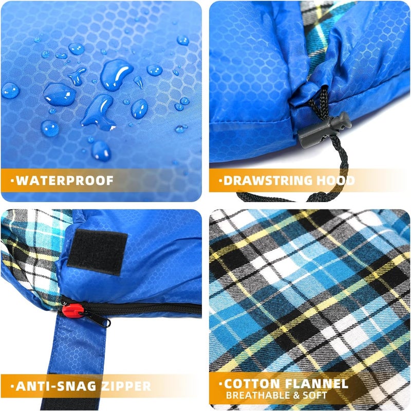 Kanyak Cotton Flannel Lined Sleeping Bag for Adults Teens Kids, Cold Weather &Warm, 3 Seasons, Lightweight Compact Camping Essentials Equipment, Hiking, Outdoor, Travel - Image 3